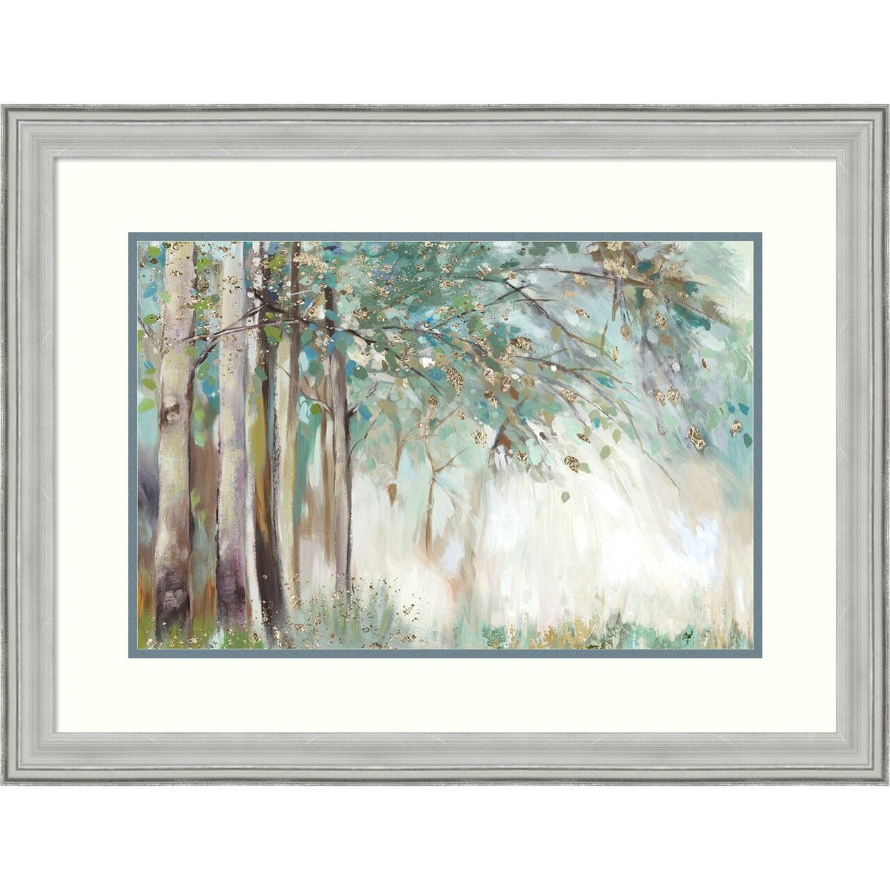 Silver Leaves by Allison Pearce Wood Framed Wall Art Print 30 in. W x 23 in. H